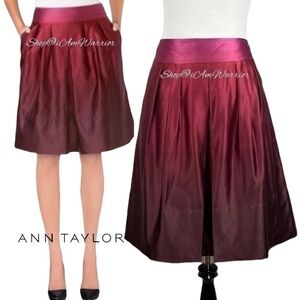 Ann Taylor NWT silk pink/burgundy ombre pleated a-line skirt *shop@iamwarrior